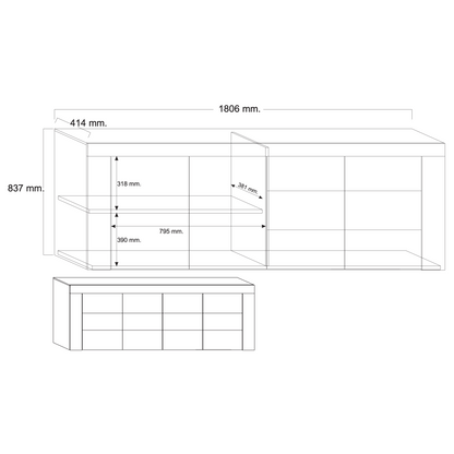 Milano 4 Door Large White Gloss Sideboard - FurniComp