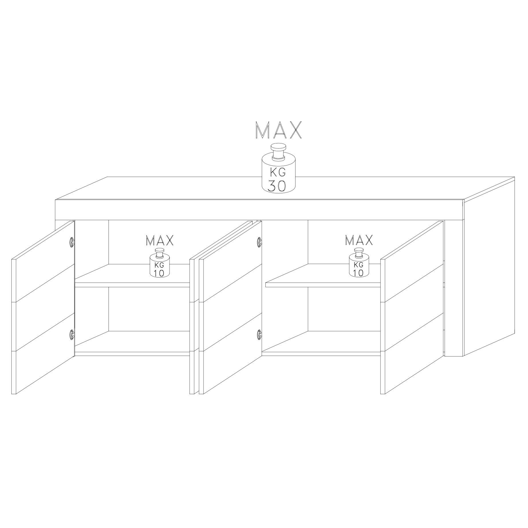 Milano 4 Door Large White Gloss Sideboard - FurniComp