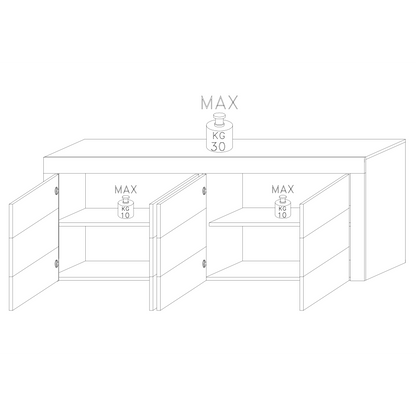 Milano 4 Door Large White Gloss Sideboard - FurniComp