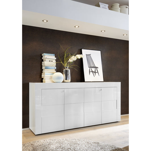 Milano 4 Door Large White Gloss Sideboard - FurniComp