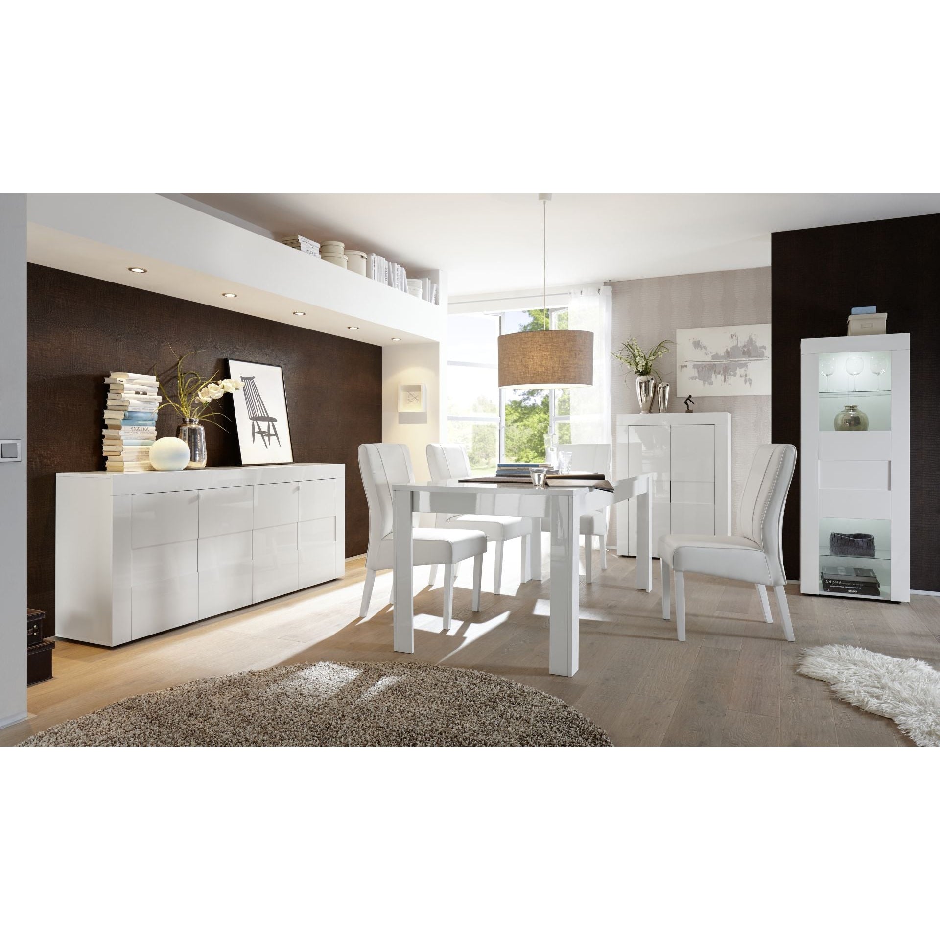 Milano 2 Door White Gloss Tall Sideboard/Highboard - FurniComp