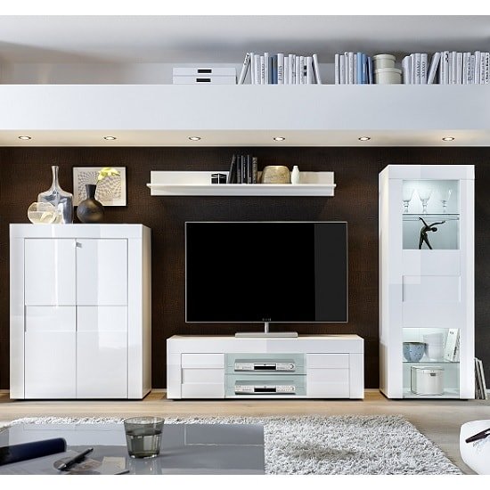 Milano 2 Door White Gloss Tall Sideboard/Highboard - FurniComp