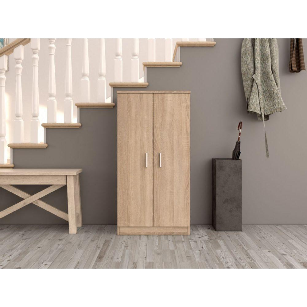 Milano Oak Effect 21 Pair Shoe Storage Cabinet with Doors - FurniComp