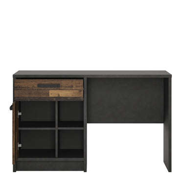 Milo 1 Door 1 Drawer Walnut and Dark Matera Grey Desk - FurniComp