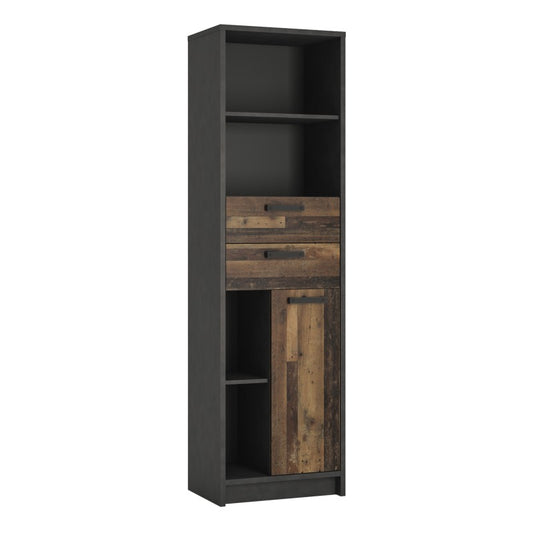 Milo Walnut and Dark Matera Grey Bookcase - FurniComp