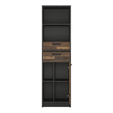 Milo Walnut and Dark Matera Grey Bookcase - FurniComp