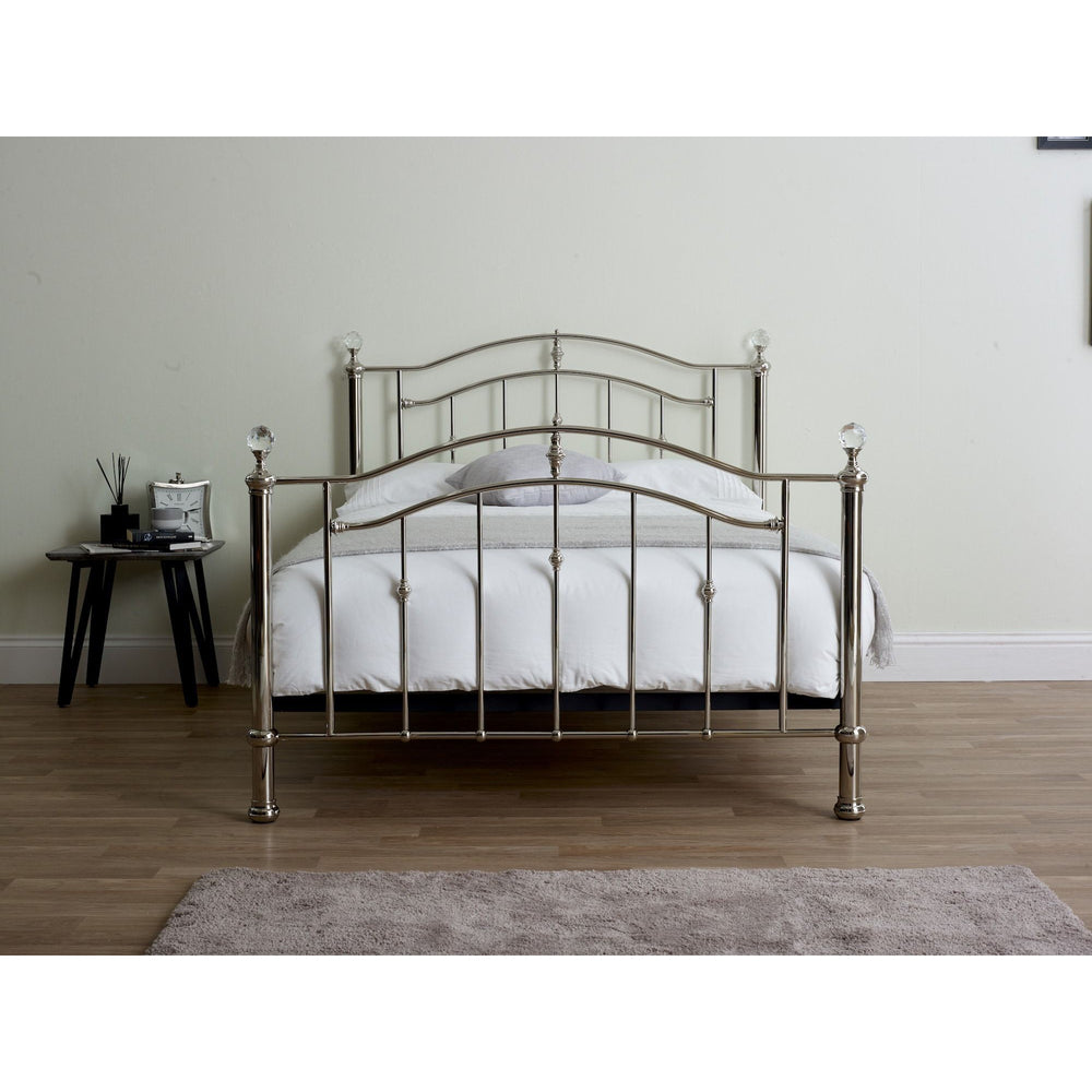 Mira Chrome with Crystal Finials Metal Bed Frame - FurniComp