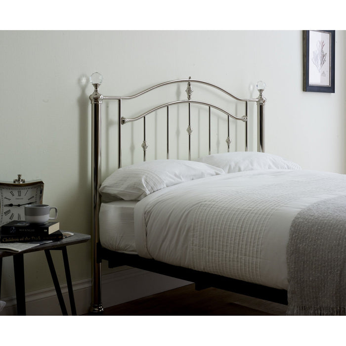 Mira Chrome with Crystal Finials Metal Bed Frame - FurniComp