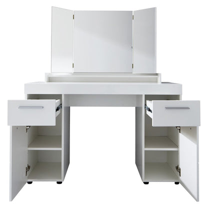 Modena 2 Door 2 Drawer White Gloss Dressing Table - FurniComp