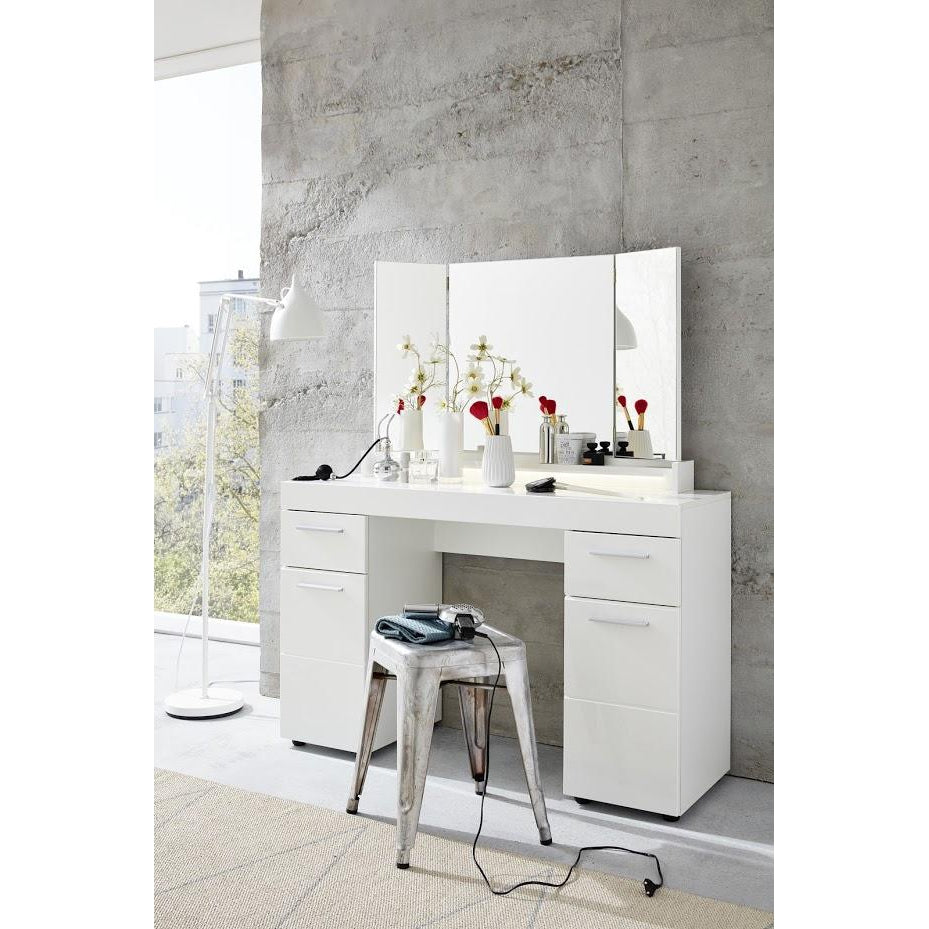 Modena 2 Door 2 Drawer White Gloss Dressing Table - FurniComp