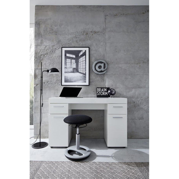 Modena 2 Door 2 Drawer White Gloss Home Office Desk - FurniComp