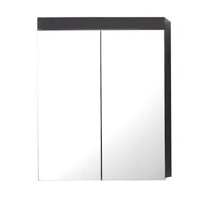 Modena 2 Door Mirrored Grey Wall Mounted Bathroom Cabinet - FurniComp