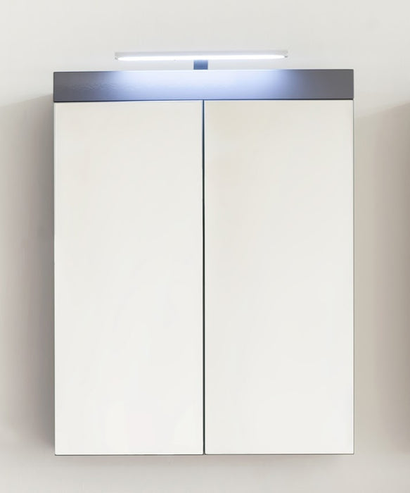 Modena 2 Door Mirrored Grey Wall Mounted Bathroom Cabinet - FurniComp