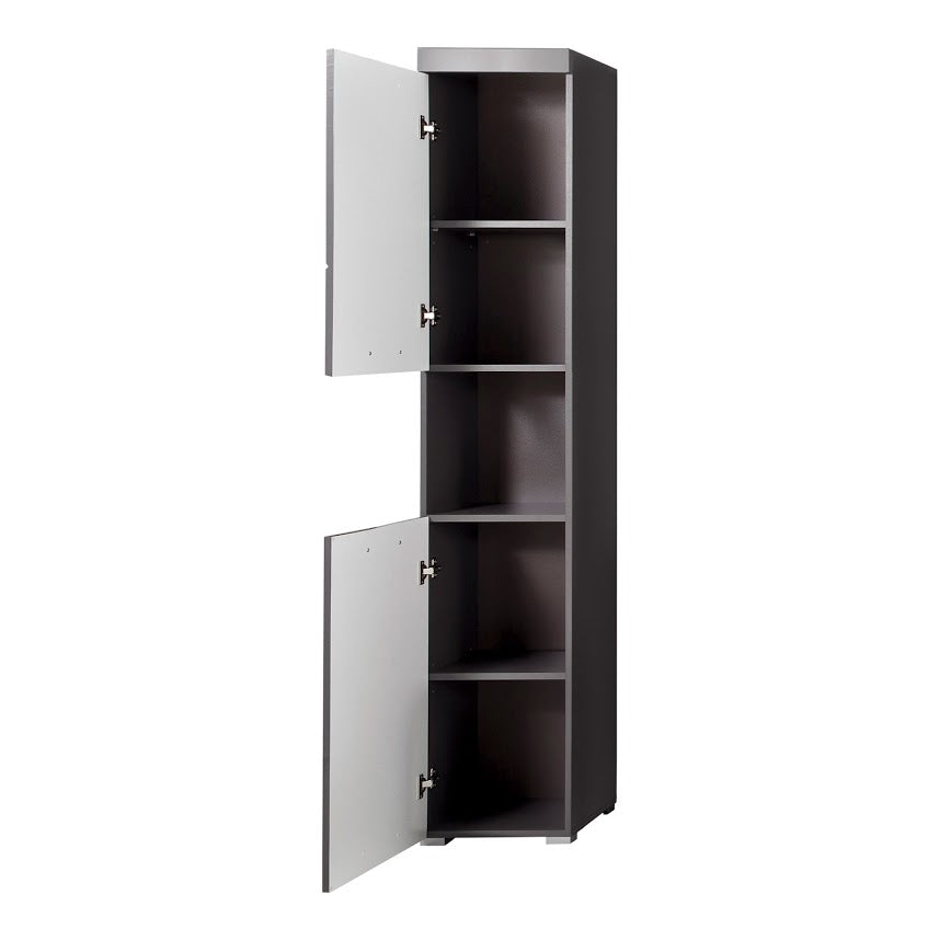 Modena 2 Door Tall Grey Gloss Bathroom Cabinet - FurniComp