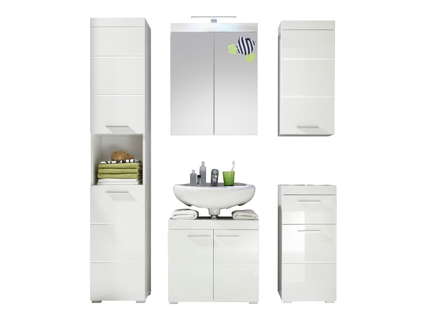 Modena 1 Door Wall Mounted White Gloss Bathroom Cabinet - FurniComp