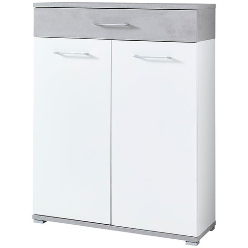 Montreal 2 Door 1 Drawer White and Concrete Grey Shoe Cabinet - FurniComp