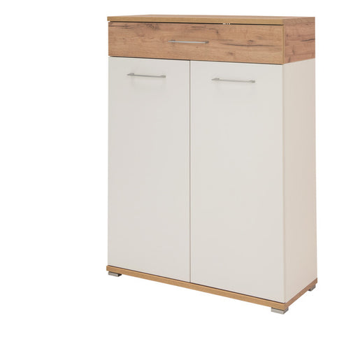 Montreal 2 Door 1 Drawer White and Oak Shoe Cabinet - FurniComp