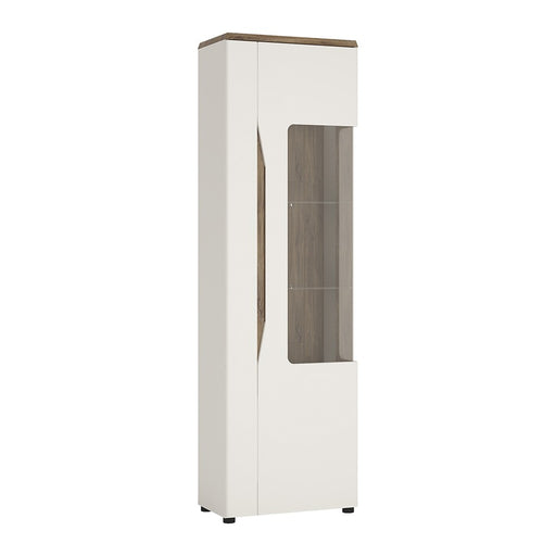 Munich White Gloss And Oak 1 Door Display Cabinet (RH) - FurniComp