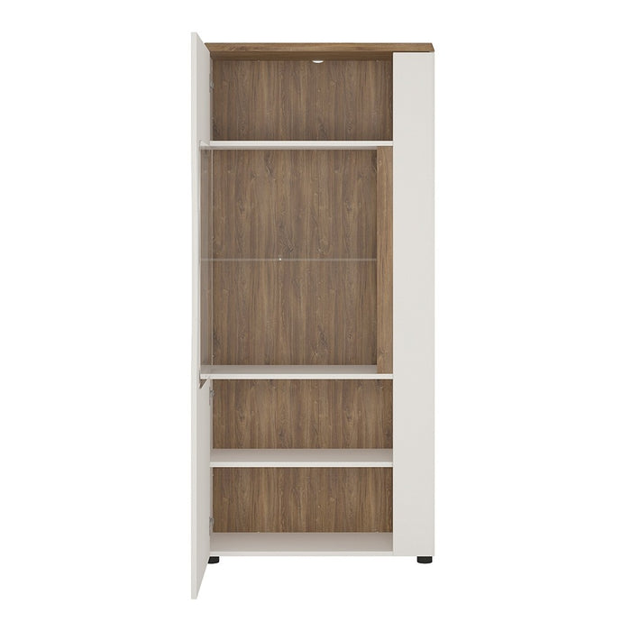 Munich White Gloss and Oak 1 Door Low Display Cabinet (LH) - FurniComp