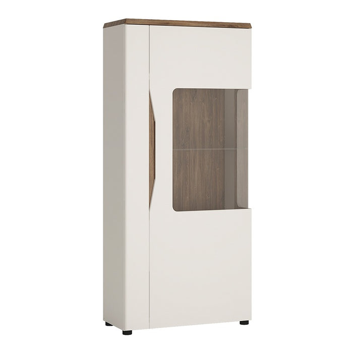 Munich White Gloss and Oak 1 Door Low Display Cabinet (RH) - FurniComp
