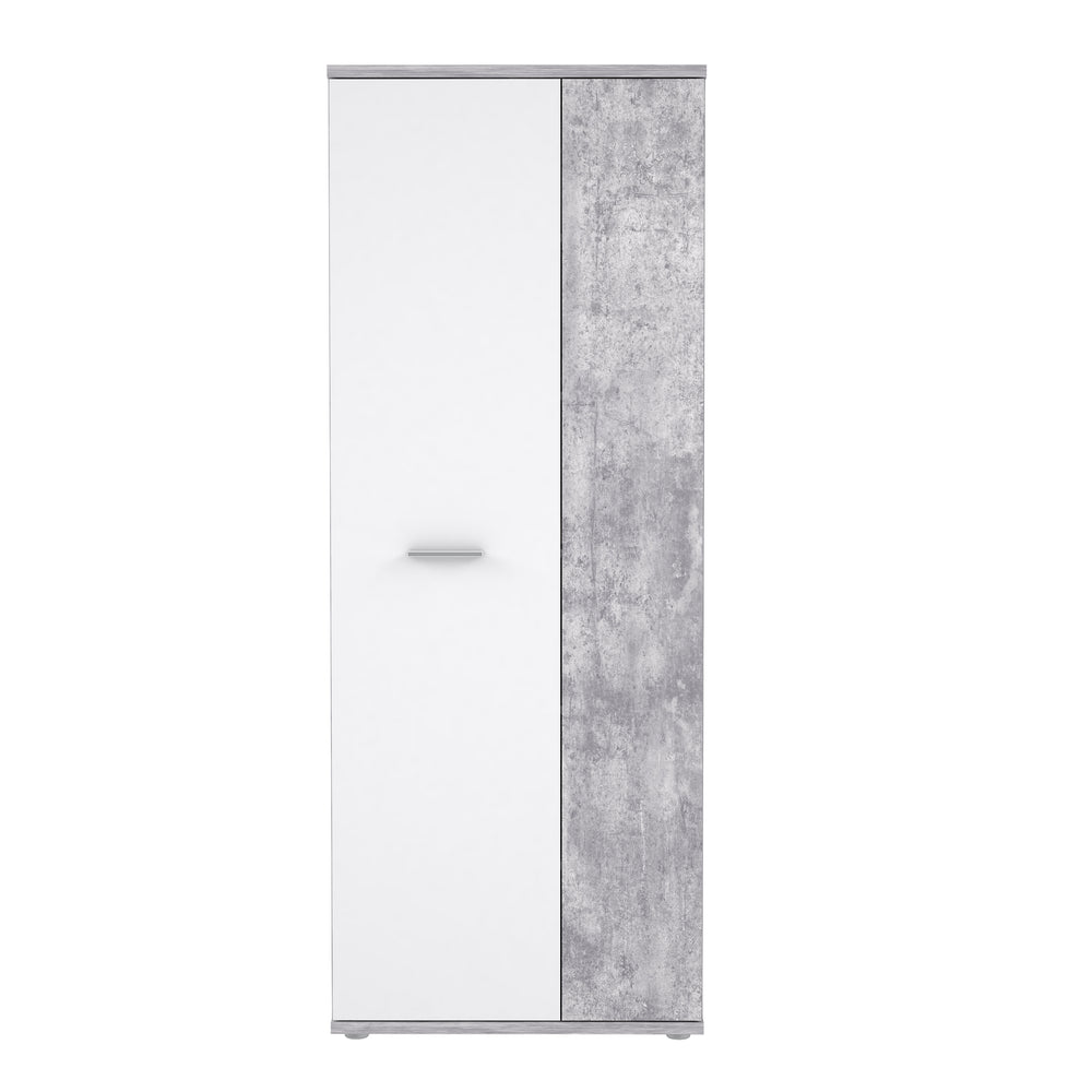 Variant Multipurpose White and Grey Tall 2 Door Utility Shoe Storage Cupboard - FurniComp