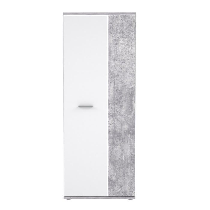 Variant Multipurpose White and Grey Tall 2 Door Storage Utility Cupboard - FurniComp