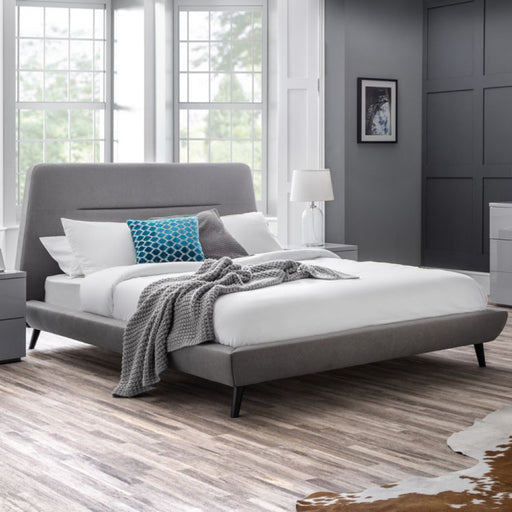 Nara Grey Linen Fabric Bed - FurniComp