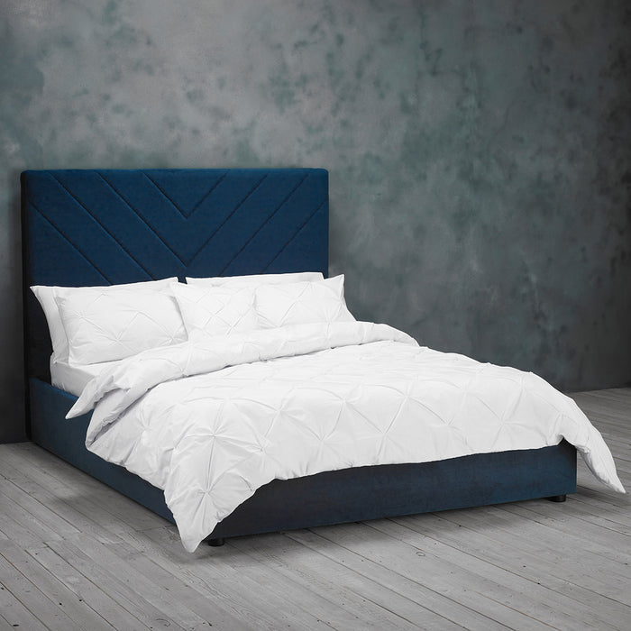 Natalie Blue Velvet Fabric Bed Frame - FurniComp