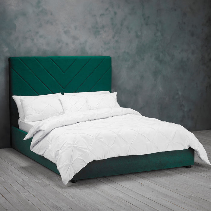 Natalie Green Velvet Fabric Bed Frame - FurniComp