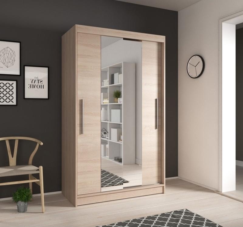 Nora 2 Door Oak Mirrored 120cm Sliding Door Wardrobe NO-01 - FurniComp