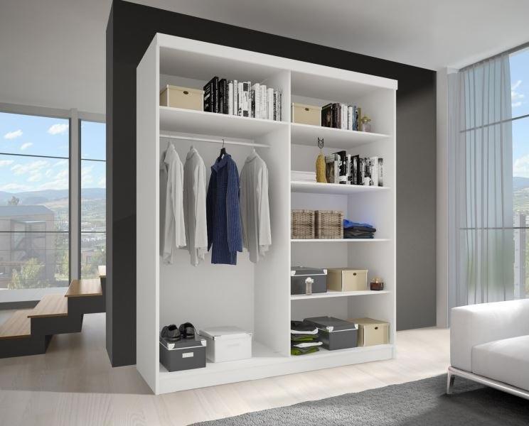 Nora 2 Door Oak & White Mirrored 120cm Sliding Door Wardrobe NO-01 - FurniComp
