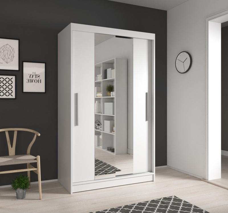 Nora 2 Door White Mirrored 120cm Sliding Door Wardrobe NO-01 - FurniComp