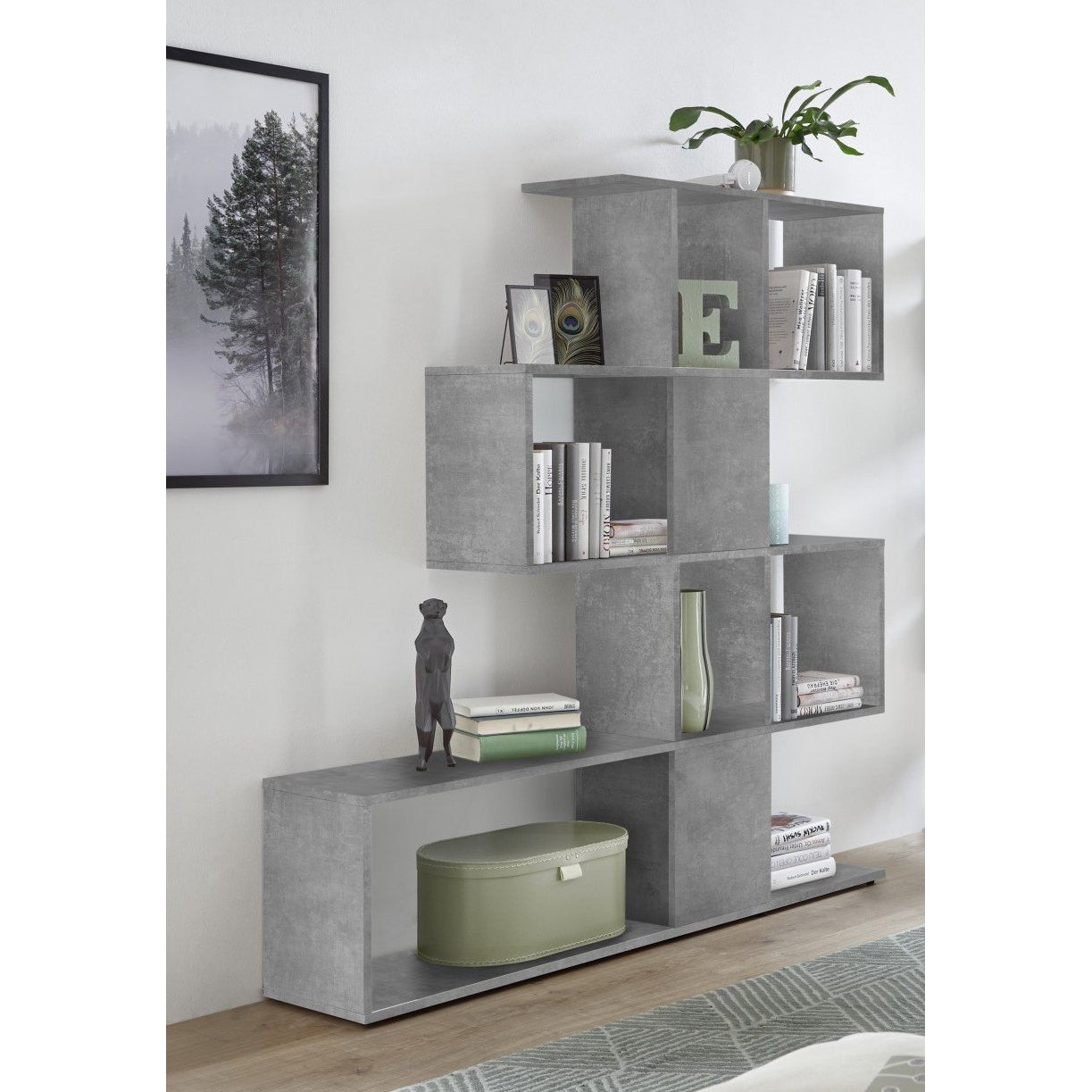 Novara Concrete Grey Bookcase/Room Dividers – FurniComp