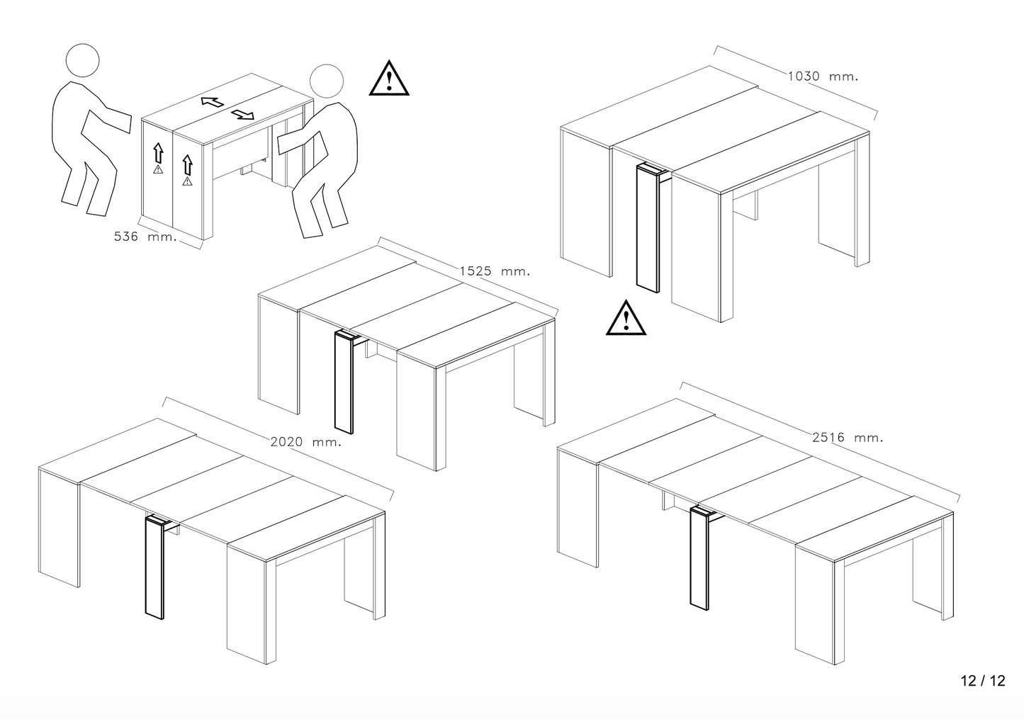 Novara White Gloss Extending Console Dining Table - FurniComp