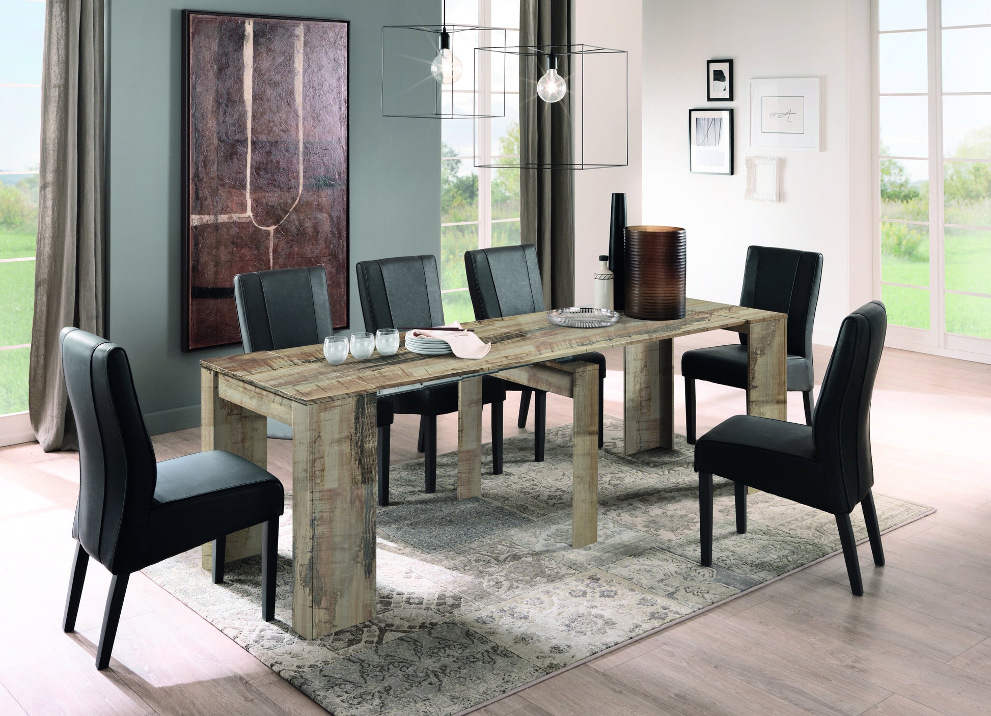 Novara Pero Oak Extending Console Dining Table - FurniComp