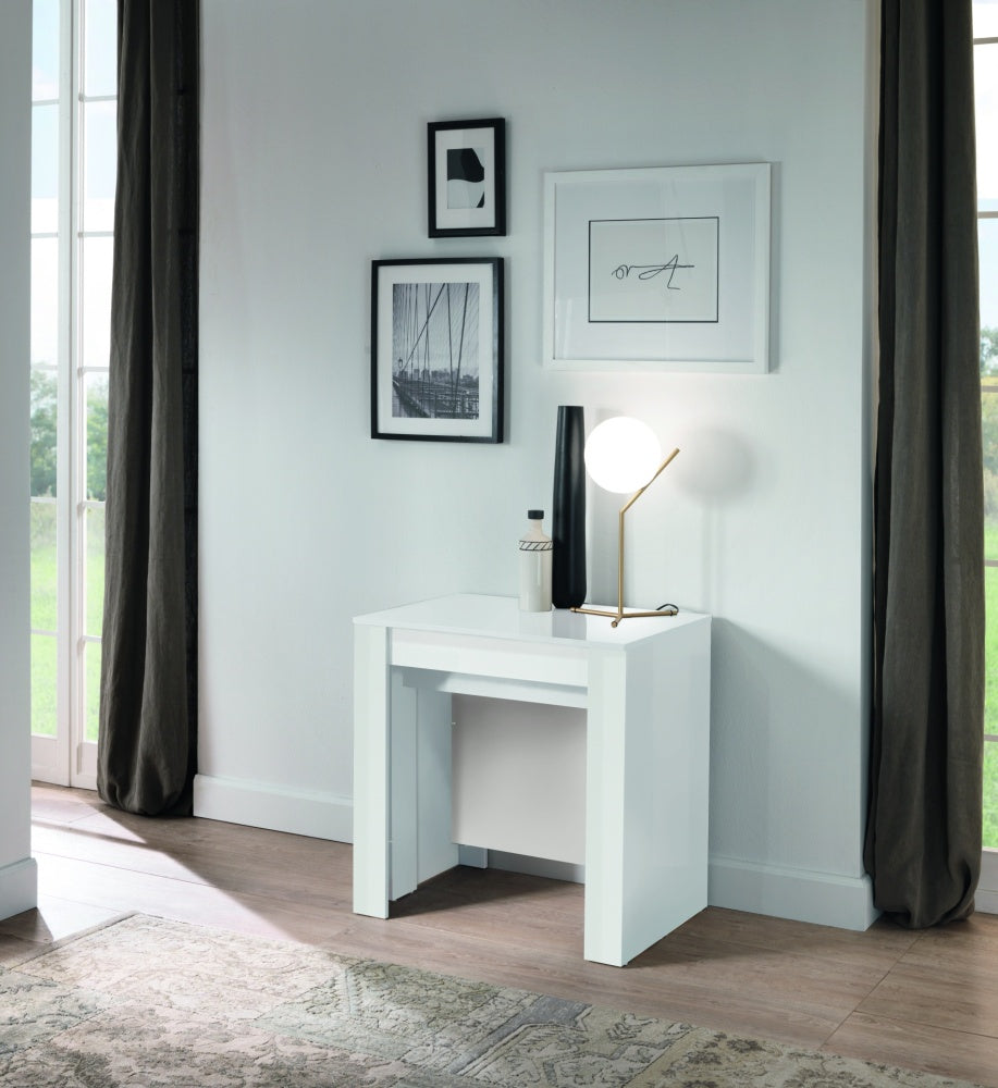 Novara White Gloss Extending Console Dining Table - FurniComp