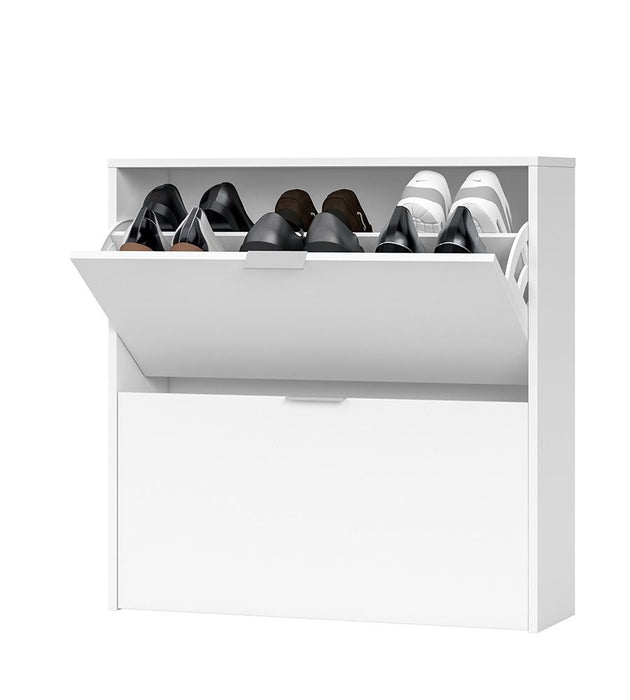 Novato 2 Drawer Matt White Shoe Cabinet - FurniComp