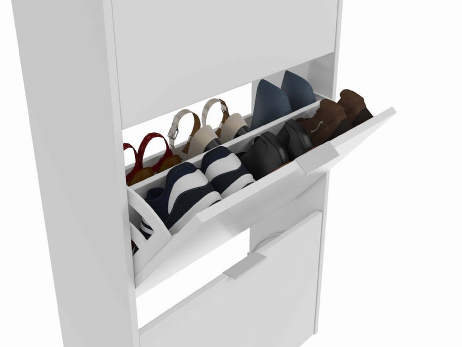 Novato 3 Drawer White Shoe Cabinet - FurniComp