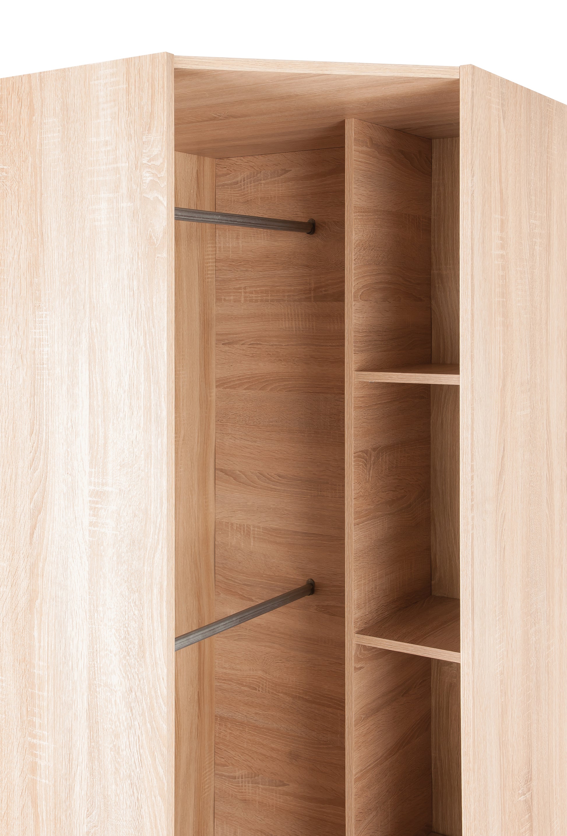 Louise 1 Door Oak and White Corner Wardrobe - FurniComp