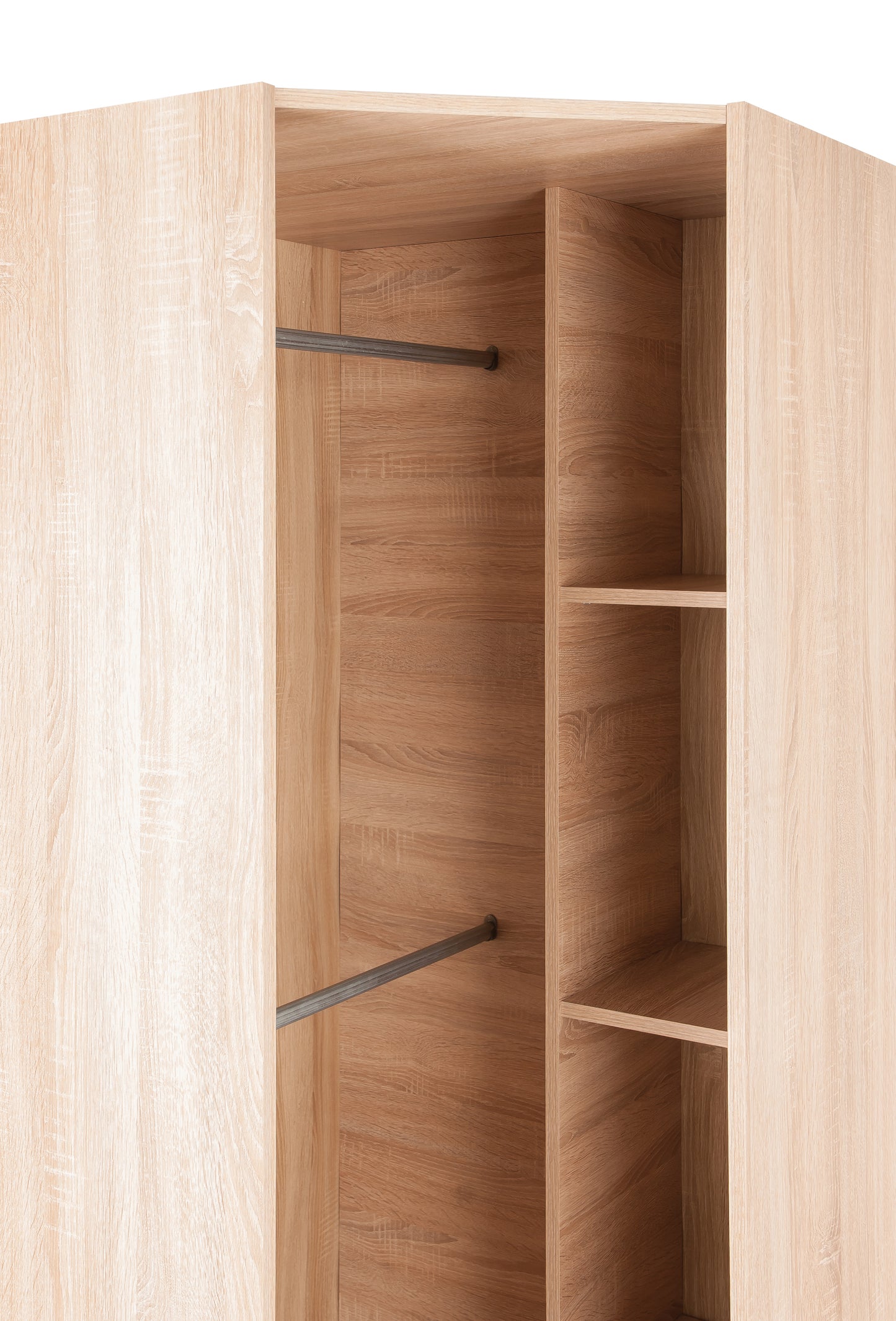 Ayla 1 Door Oak and White Gloss Corner Wardrobe - FurniComp
