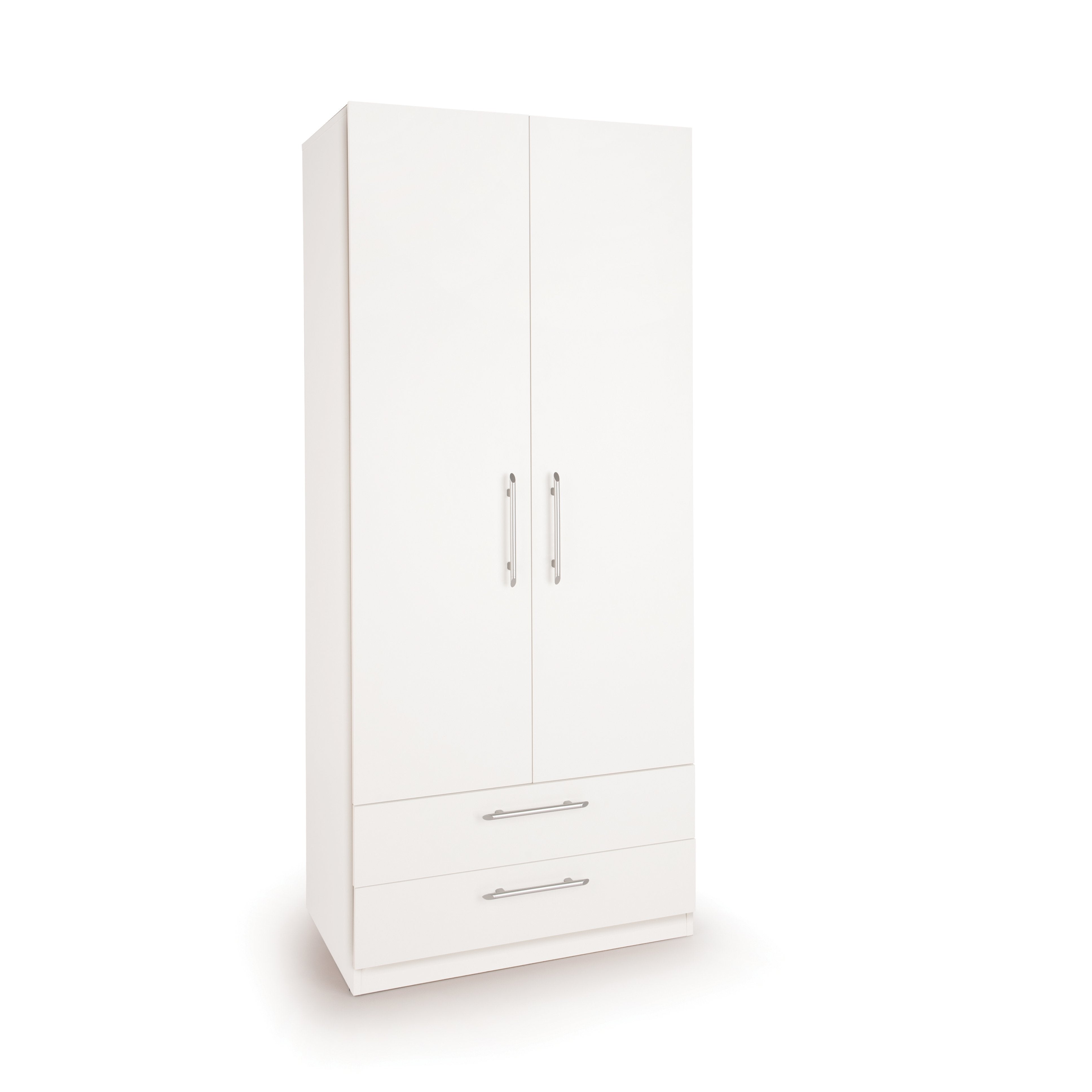 Olivia 2 Door 2 Drawer White Wardrobe - FurniComp
