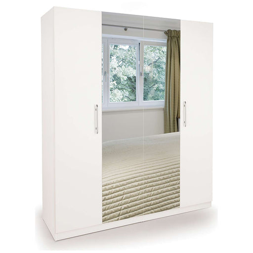 Olivia 4 Door White Mirrored Wardrobe - FurniComp
