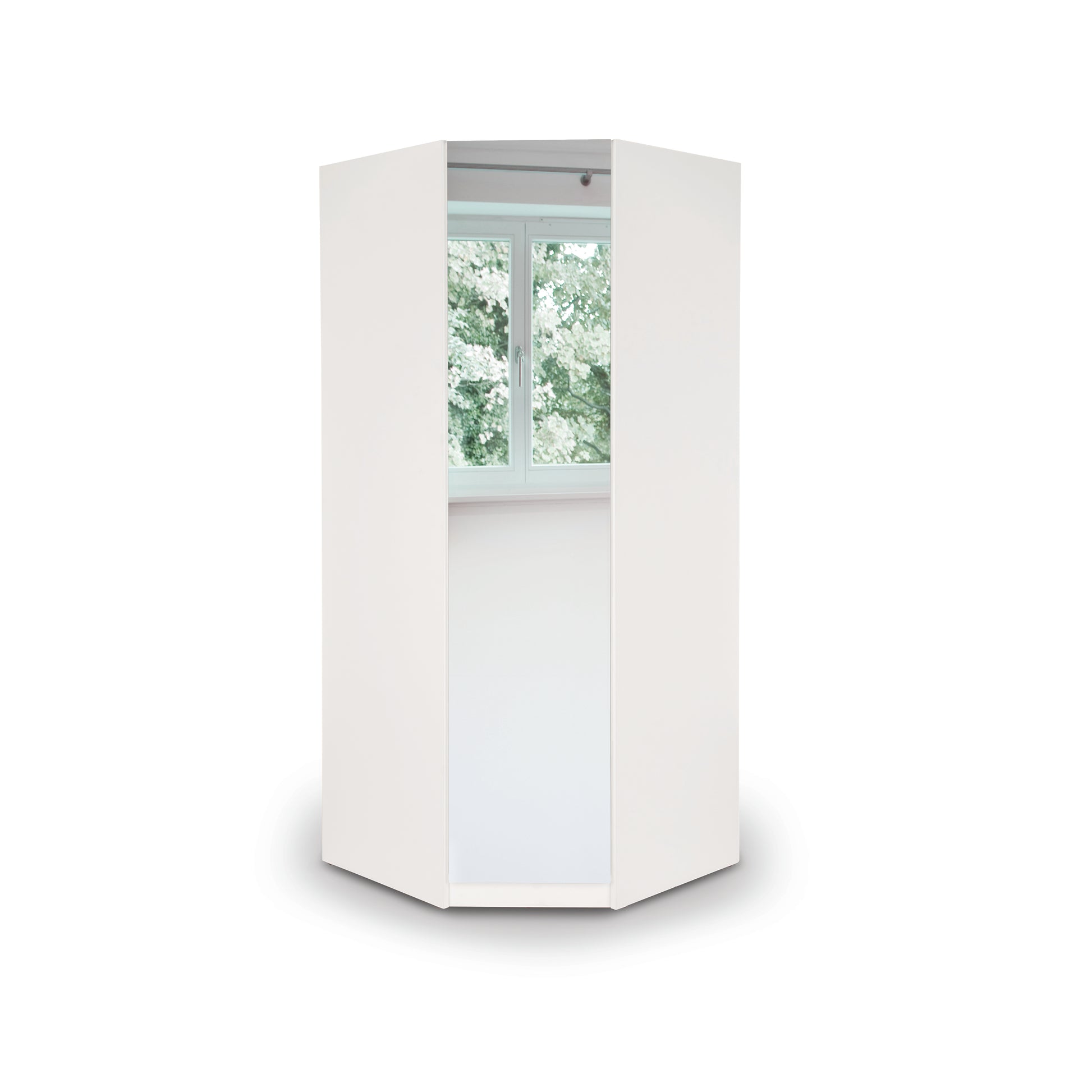 Olivia/Lily/Zoe 1 Door White Mirrored Corner Wardrobe - FurniComp