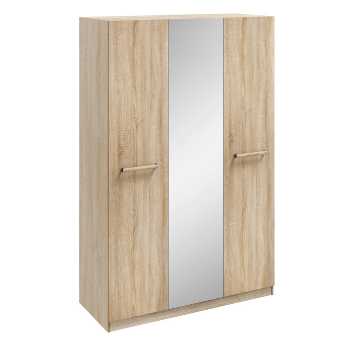 Orla Oak 3 Door Mirrored Wardrobe - FurniComp
