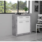 Orlando Small White and Concrete Grey 2 Door 2 Drawer Sideboard - FurniComp