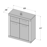 Orlando Small White and Concrete Grey 2 Door 2 Drawer Sideboard - FurniComp