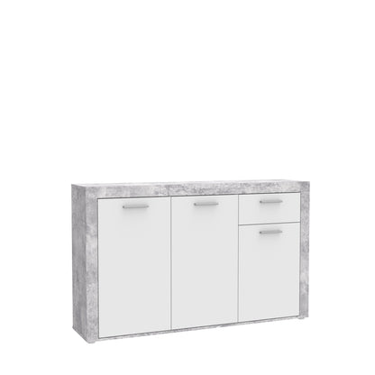 Orlando White and Concrete Grey 3 Door 1 Drawer Sideboard - FurniComp