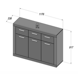 Orlando White and Concrete Grey 3 Door 3 Drawer Sideboard - FurniComp