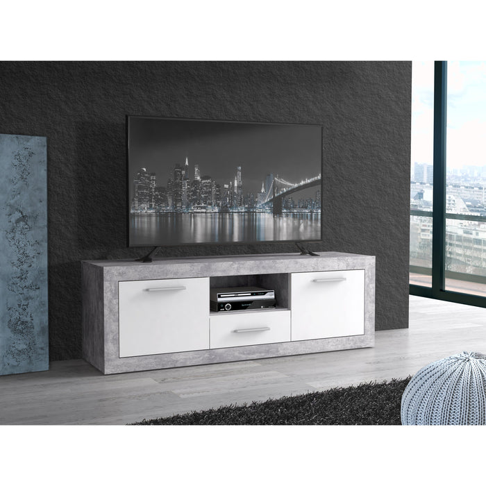 Orlando White and Concrete Grey 65 Inch TV Stand - FurniComp