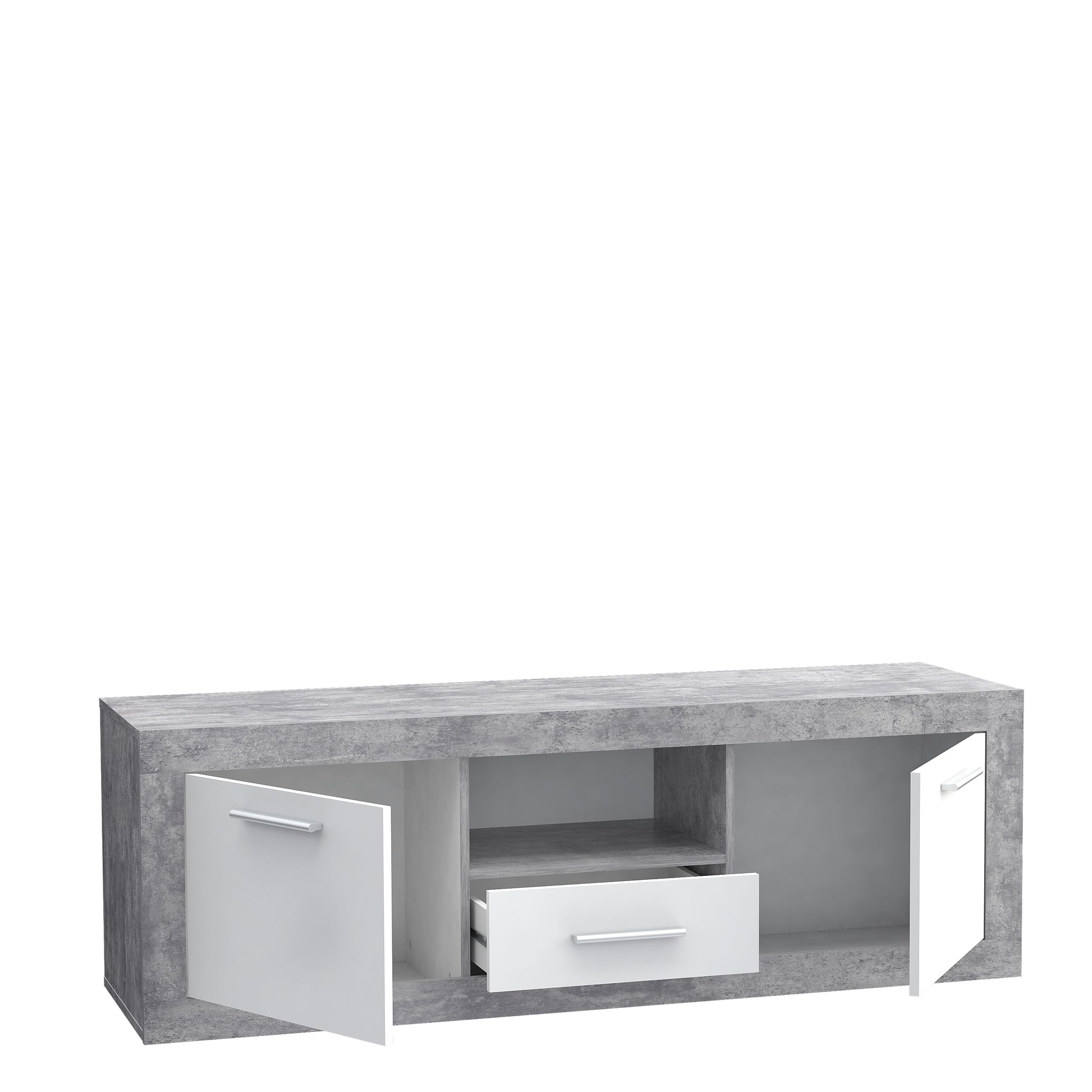 Orlando White and Concrete Grey 65 Inch TV Stand - FurniComp